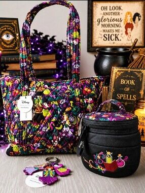 NWT! Vera Bradley Disney Hocus Pocus Set of 3 Tote Bag, Keychain & Cosmetic Bag